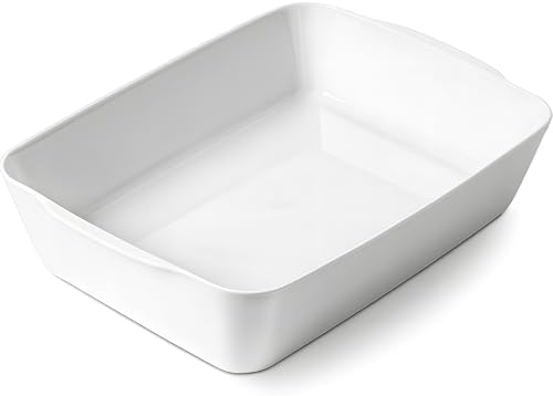 HOMBENE 4.2 QT Deep Ceramic Baking Dish, White Casserole Dish, Lasagna Pan for Oven, Ceramic Baking Pan, Kitchen Decor, Microwave Oven Safe, Dinner, Wedding (10" x 13.9") - Thumbnail 2