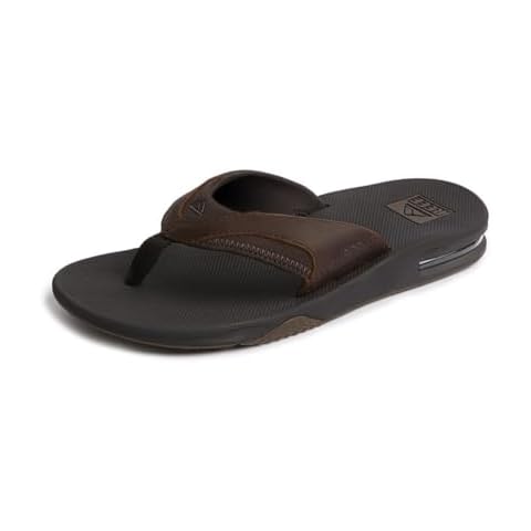 Reef Men's Leather Fanning Flip-Flops with Bottle Opener Cover