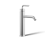 KOHLER K-14404-4A-CP Purist Tall Single Control Lavatory Faucet with Straight Lever Handle, Polished Chrome