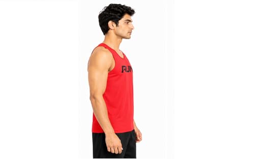 Image of Men's Gym Vest with Run Print, Sleeveless Athletic Tank Top for Running and Workout