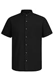 Camisa Camarero Manga Corta Cuello Mao - 827B (FR/ES, Letras, XS, S, Regular, Regular, Negro -1)