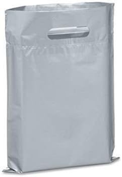 Brilliant Bag Co Extra Thick 1.5mil - 50 Glossy Merch Bags, Retail bags, 9" X 12" with Die Cut Reinforced 3" Fold Over Handle, No Gusset (Yellow) image 2