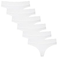 INNERSY String Tanga Damen Baumwolle Spitze Weiß Dessous Sexy Unterwäsche für Frau 6er Pack (L, 6 Weiß)