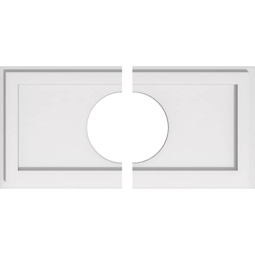 Ekena Millwork CMP24X12RE2-07000 Rectangle Architectural Grade PVC Contemporary, Two Piece Urethane Ceiling Medallions 24"W x 12"H x 7"ID x 8 1/4"C x 1"P