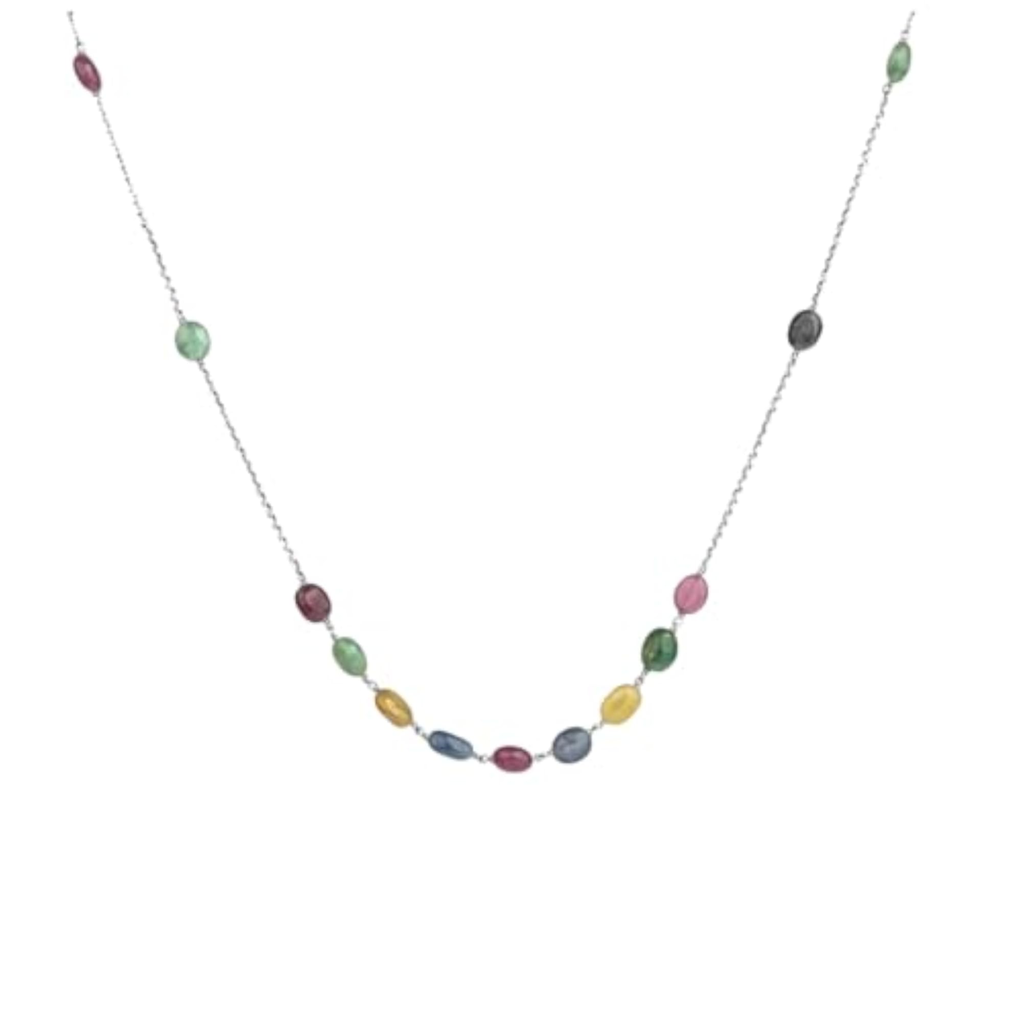 Women's 925 Sterling Silver Multicolor Gemstone Necklace, Gift