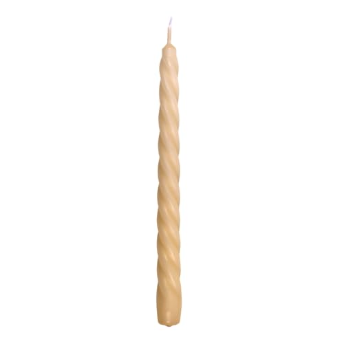 Set gladde staafkaarsen, crème, beige, 10 stuks in doos, 24 x Ø 2,2 cm, ongeparfumeerd, gedraaide tafelkaarsen, 7 uur brandduur, kandelaarkaarsen, spiraalkaarsen, in barokke stijl - Afbeelding 4