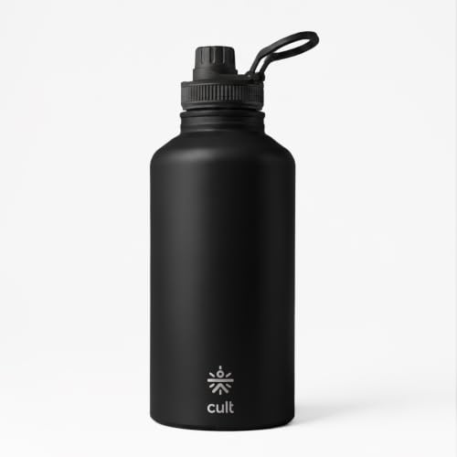 Image of CULT Stainless Steel Water Bottle 2 Litre with Sports Cap | Leakproof Gym Flask for Office, Travel & Workout | Durable Large Capacity Metal Hydration Jug (Black)