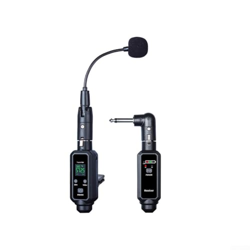 URPIZY UHF - Radiomicrofono per sassofono con microfono a condensatore, 570-590 MHz, 16 canali, latenza < 6 ms, 40 Hz-20 kHz, set di trasmettitori, nero (One to one)