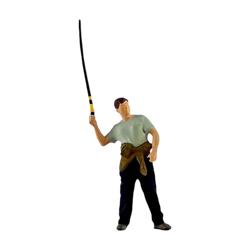 DYNWAVE 1/64 Scale Fishing Figure Resin Ornament Photo Props Novelty Scene Mini Miniature Scene Layout People Model Fishing Character, Casting Fishing Rod