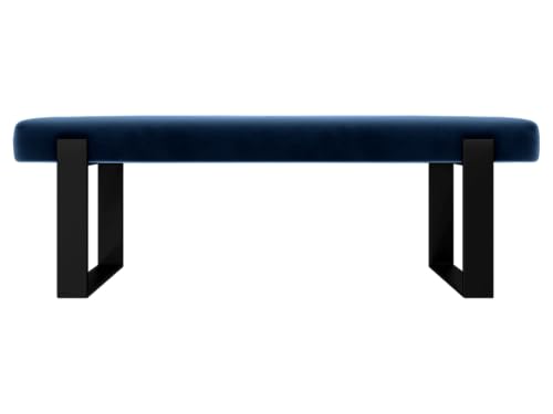 VANT Velvet Navy Bed Bench with Matte Black Frame