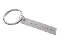 Small Steel Engraved Tag Keychain with Morse Code for I Love You Message, Couples Anniversary Keychain