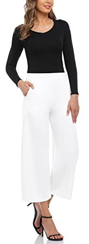 MISS MOLY Wide Leg Pants for Women Business Casual Crop Palazo Dress Pants Capris4