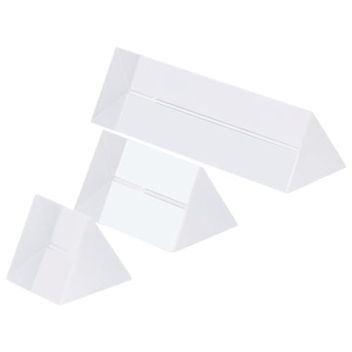 Image of 3pcs Clear Triangular Prism,Crystal Optical Glass Triangular Prism Triple Prism,Optical Prisms Glass for Teaching Light Spectrum Physics and Photography Props