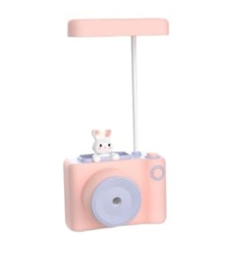 3-in-1 LED Study Desk Lamp, Camera-Shaped Pen Holder with Pencil Sharpener, Touch Control, USB Rechargeable, Multicolour