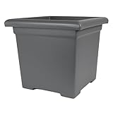 The HC Companies Accent Square Plant Pot w/Drainage - Classic Planters for Outdoor Plants & Indoor Plants - Lightweight & UV-Resistant Square Planter Box (12.5”, Warm Gray, Pack of 1)