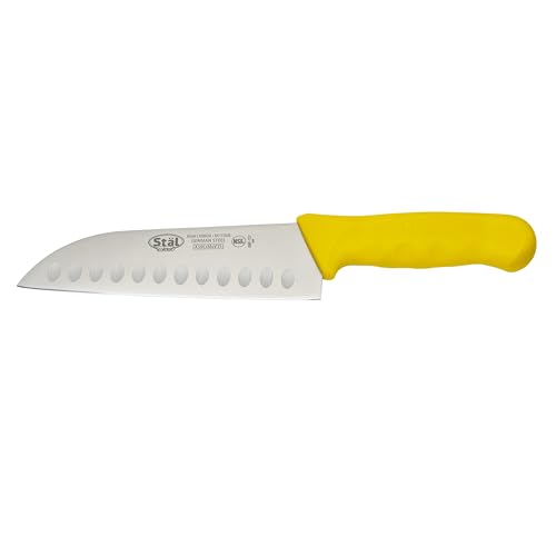 Winco 7" High Carbon Steel Japanese Santoku Chef Knife, Yellow