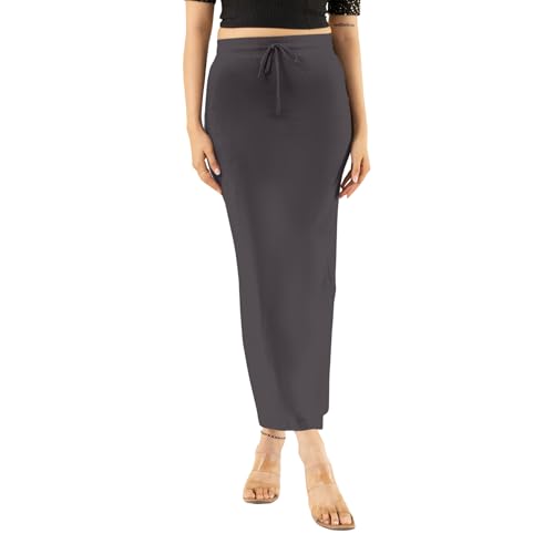 Image of DESI GIRL Cotton Lycra Stretchable Saree Shapewear Petticoat with Drawstring for Women | Fishcut Saree Petticoat with Side Slit for Easy Movement | Saree Shaper | Long inskirt