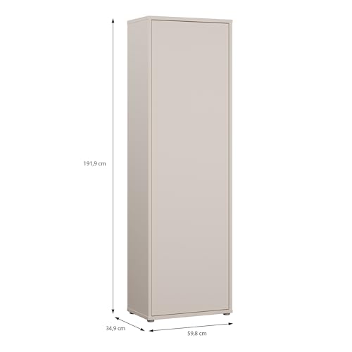 Forte Alice Springs Garderobenschrank 60, Moderne Garderobe mit Kleiderstange und Einlegeböden, Flur, Holzwerkstoff, Kaschmir Beige, 59,8 xm breit x 191,9 cm hoch x 34,9 cm tief