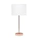 Simple Designs LT2040-RGD 23" Standard Metal Stick Lamp with Round Base and Drum Fabric Shade for Home D?cor, Bedroom, Office, Dorm, Living Room, Entryway, Foyer, Rose Gold