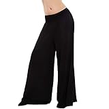  Toocool Damenhose Palazzo für den Sommer, leicht, breit, elastischer Bund VB-07558, Schwarz , One size