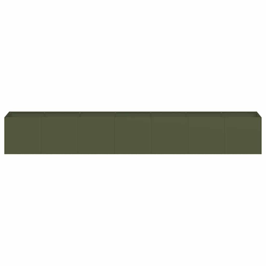 Giardino Verde Oliva 280x40x40 cm Acciaio Lamine a Freddo | Supporto interno rinforzato, fondo aperto per drenaggio, per giardino balcone patio