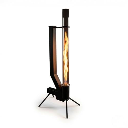 HEAT Pellet Terrassenheizer Hollum – Moderner Pellet-Outdoor-Heizer für Garten & Terrasse – Rauchfrei & Nachhaltig – 2,5 kW Heizleistung – Schwarz – Stilvolles Flammenspiel