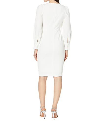 Image of Calvin Klein Women's Long Balloon Sleeve V-Neck Mini Sheath Dress