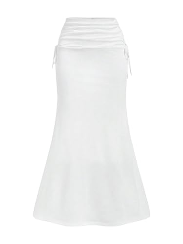 GORGLITTER Women's Ruched Skirt High Waist Tie Side Fishtail Flowy Long Skirts