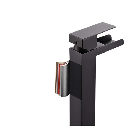 Mitigeur de lavabo cascade noir mat avec tuyau pour évier