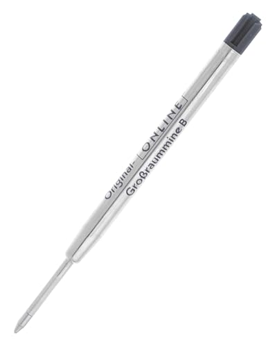 Recharge stylo à bille d' ONLINE, recharge bille métal international de grande capacité, largeur de trait B (large), indélébile, résistant à l' eau, 1...