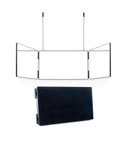TXLEAPEY Espejo tríptico for Maquillaje y Corte de Pelo, con luz, Altura Ajustable Cristal HD(Black No LED)