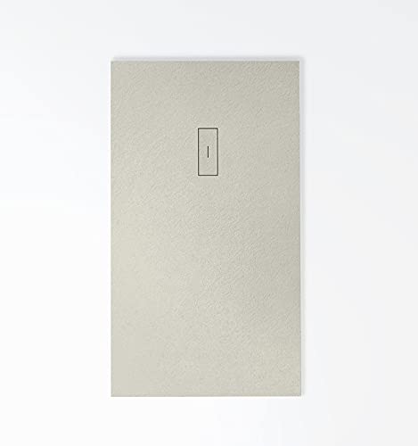 Plato de ducha resina diseño exclusivo GRIS MARFIL Extraplano, incluye válvula con tapa imantada, todas las medidas disponibles. 5 Años de garantía. Textura pizarra antideslizante C-3.Capa de GEL COAT
