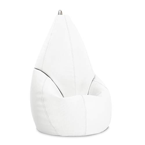 Maquidepol Puff Pera XL auténtico de Polipiel | Interior o Exterior | Fabricado a Mano 100% en España (Blanco)