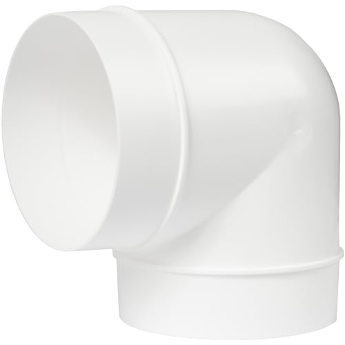 Repa Market 100 mm 90° Rohrbogen – PP Kunststoff Kanalbogen für Lüftungsrohre, Abluftsysteme, Klimaanlage, Trockner und Dunstabzugshaube – Rundrohr Winkelstück, männlicher Anschluss, 10 cm Ø
