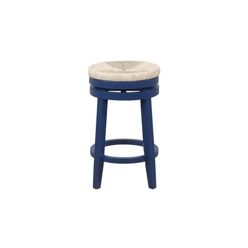 Powell Linon Maya 25\" Wood Swivel Counter Stool in Navy Blue