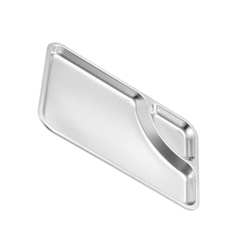 MOLUCKFU French Fries Chicken Plate Plate Dumpling Serving Plate Sushi Dipping Bowl Multi-function Chips Dish Mini Chips Flatware Tray Chips Plate Cutlery Tray Stainless Steel Silver