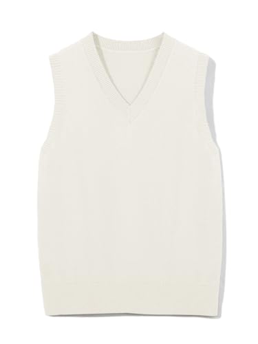 Boys Sweater Vest Kids Solid School Uniform Sleeveless Knit Sweaters Tops 5-14 Years White