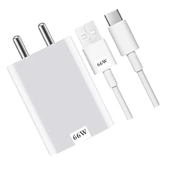 Image of Original 66W Flash Charging Adapter with USB to Type C Cable Compatible for Y200 5G /V29 /V27 /V25 /V23 /V23e /V21 /T2 /T2x /Y36 /Y56 /Y72 /iqoo neo 3 /neo 6 (Adapter and Cable) (DEC80)