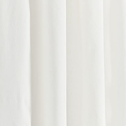 Image of Lush Decor Coastal Chic Scalloped Edge Light Filtering Window Curtain Panels Pair, 52 inch W x 84 inch L, Gray & White - White Curtains for Living Room - Coastal Decor