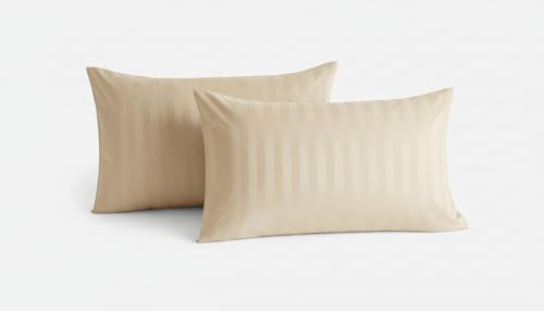Image of Filymore Stripe Cream Pillow Covers Set of 2 Covers| Made with Pure Microfiber Soft & Skin Friendly Pillow Cases | Size (17 x 27 inch (Cream).