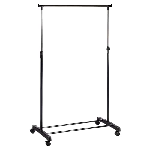 TIENDA EURASIA® Perchero de Pie con Ruedas, Acero Inoxidable, 80x43x90 a 160 cm, Perchero de Ropa Burro, Estructura Metalica Extensible, Organizador de Perchas y Ropa