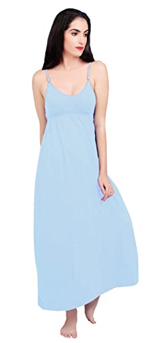 Mythili Women Cotton Maxi Seamless Bra Nighty Slip
