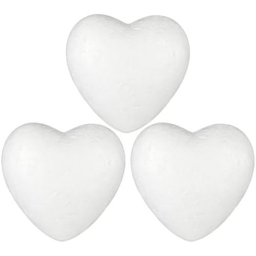 Veemoon Décoration De Noël 3 Pièces Coeurs En Polystyrène 10cm Balle En Mousse Artisanale Pour Arts Et Métiers - Idéale Pour Mariage Et Saint-Valentin...