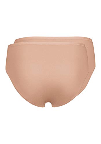 Huber Damen Unterhose Mia Midi Slip 2er Pack, Einfarbig, Gr. 44, Beige (NUDE 0719)