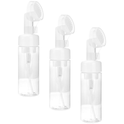Ipetboom Dispensador de Espuma 150ml Pet Transparente Cabezal Cepillo Facial, Set 3 Piezas para Jabón Espumoso, Champú y Limpieza Facial, Botella Recargable para Viaje y Cuidado Personal