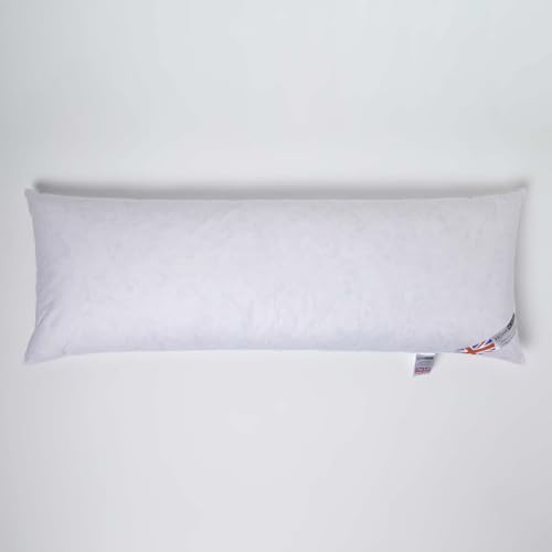 HOMESCAPES Traversin Naturel en Plumes de Canard, Coussin de Grossesse, Oreiller de Corps 145x40 cm avec taie de traversin en 100% Coton