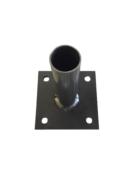 Platine acier carrée 100x100 soudée sur tube Ø 35 mm pour poteau