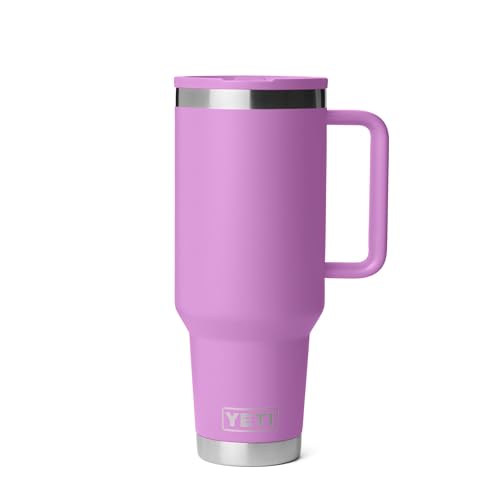 Image of YETI Rambler 40 oz Travel Mug with Flip Straw Lid - Stainless Steel, Vacuum Insulated, Leakproof, Cup Holder Friendly, Desert Bloom