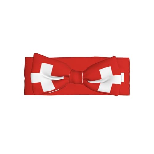 Swiss Flag Pattern Baby Bow Headband Super Stretchy Soft Bows Hair Accessories for Newborn Infants Toddlers Kids Girls