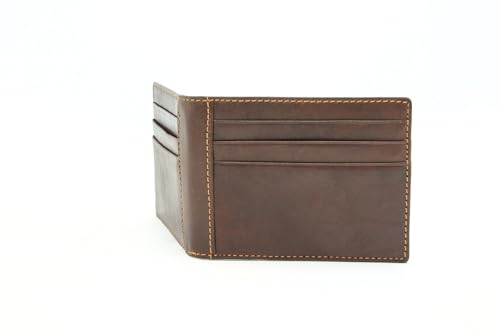 Tony Perotti Mens Italian Cow Leather Front Pocket Bifold Credit Card Wallet in Brown2